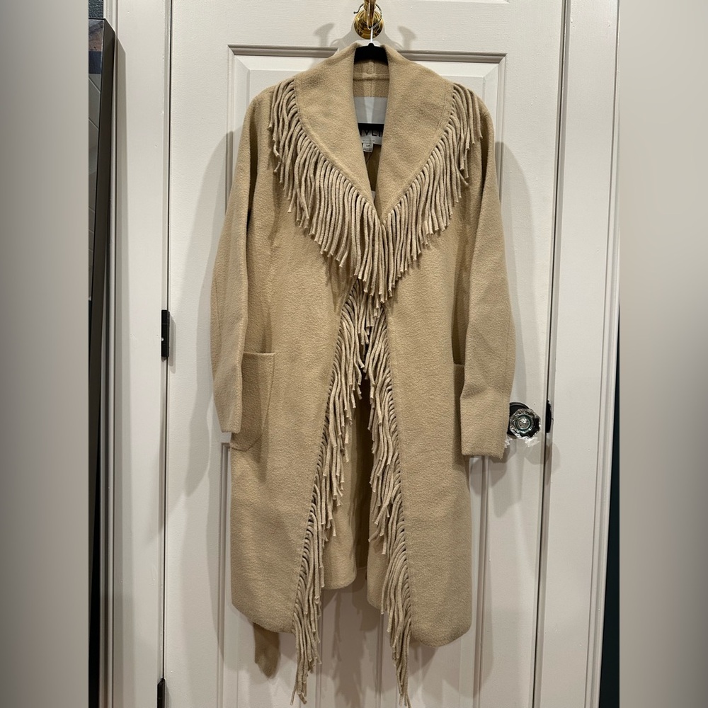 Anthropologie NVLT Tan Fringe Coat NWT